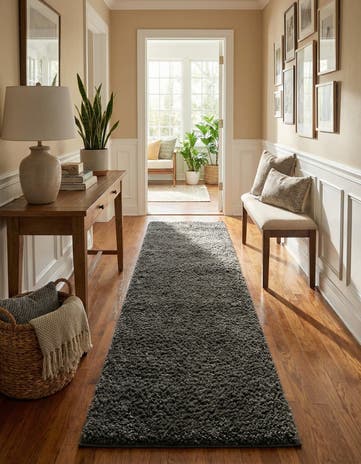 2' 7 x 10' Solid Shag Runner Rug