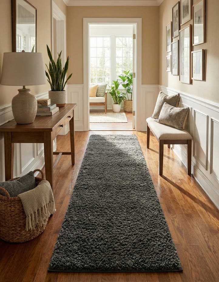 2' 7 x 10' Solid Shag Runner Rug
