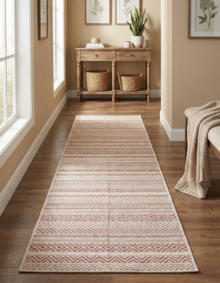 Detail image of 2' x 8'  Washable Striped Indoor / Outdoor Runner Rug