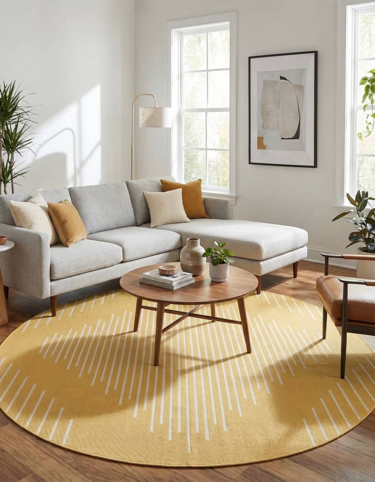 Detail image of  10' 8 x 10' 8  Washable Modern Indoor / Outdoor Round Rug