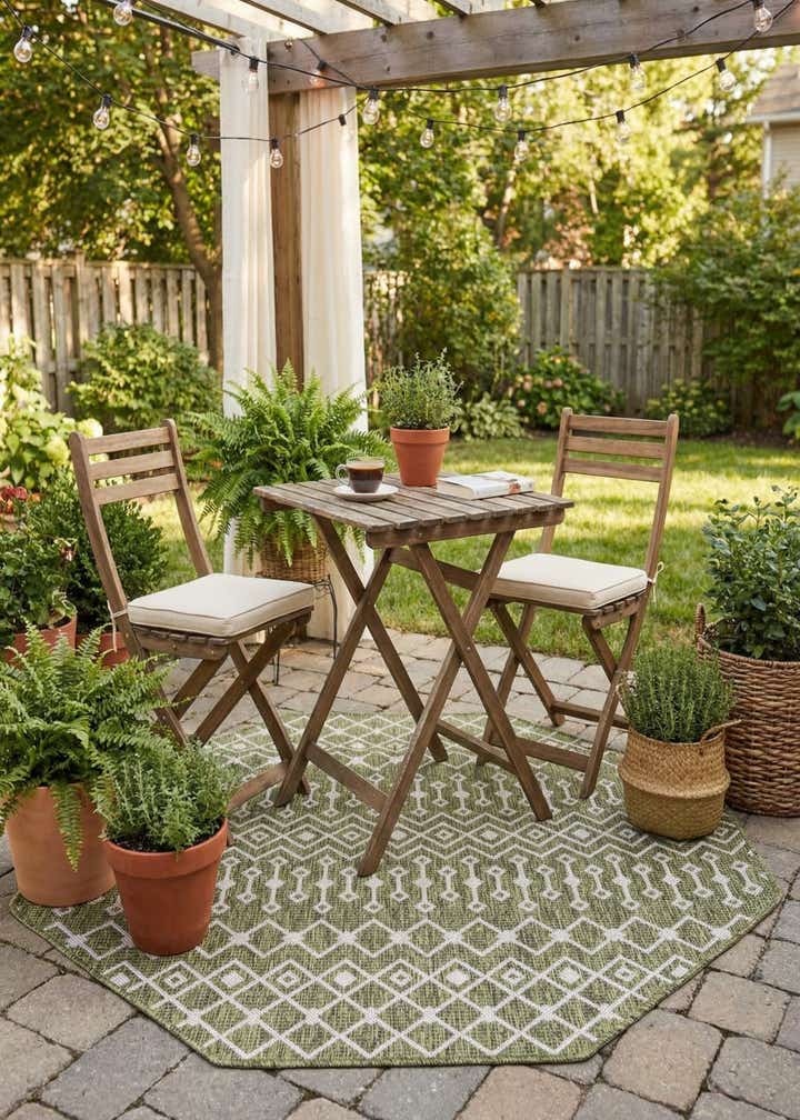 5' 3 x 5' 3 Easy-Clean Trellis Indoor / Outdoor Octagon Rug