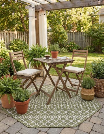 5' 3 x 5' 3 Easy-Clean Lattice Indoor / Outdoor Octagon Rug