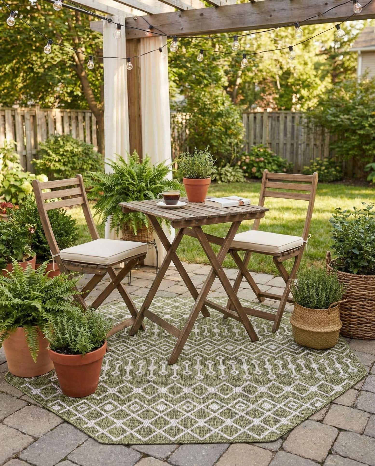 5' 3 x 5' 3 Easy-Clean Trellis Indoor / Outdoor Octagon Rug