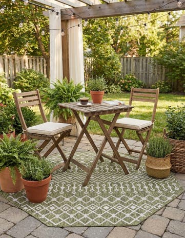 5' 3 x 5' 3 Easy-Clean Lattice Indoor / Outdoor Octagon Rug