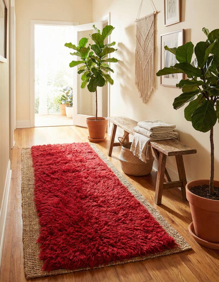 Detail image of 2' 5 x 4' 9  Hand Knotted Moroccan Wool Runner Rug