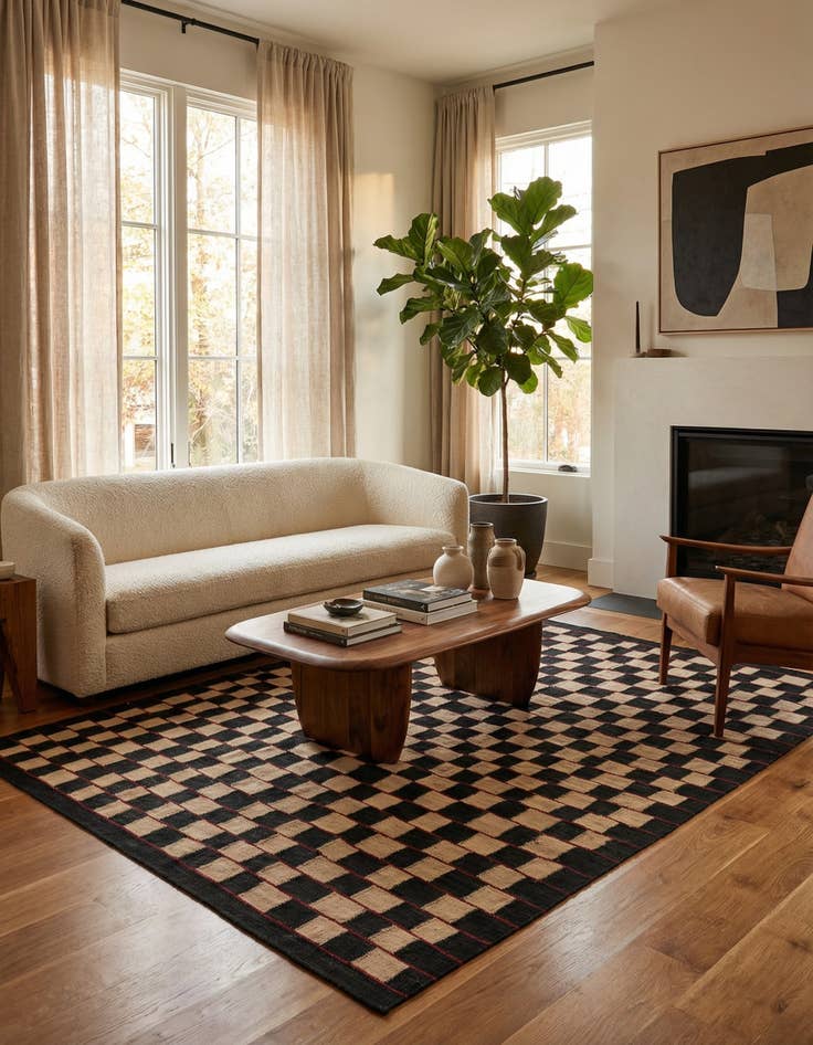 Detail image of 5' 1 x 6' 2  Hand Woven Kilim Modern Wool Rug