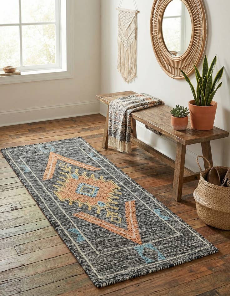 Detail image of 2' x 5' 1  Hand Woven Kilim Wool Runner Rug