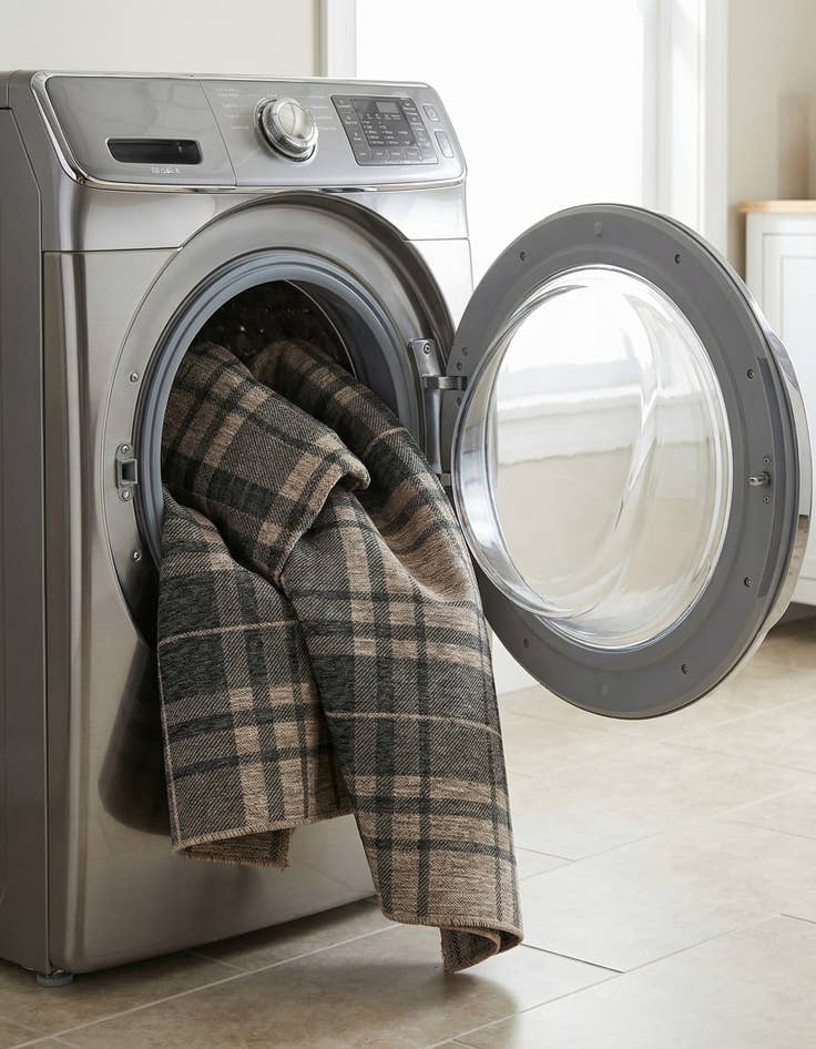 Detail image of  7' 10 x 7' 10  Washable Checkered Indoor / Outdoor Square Rug