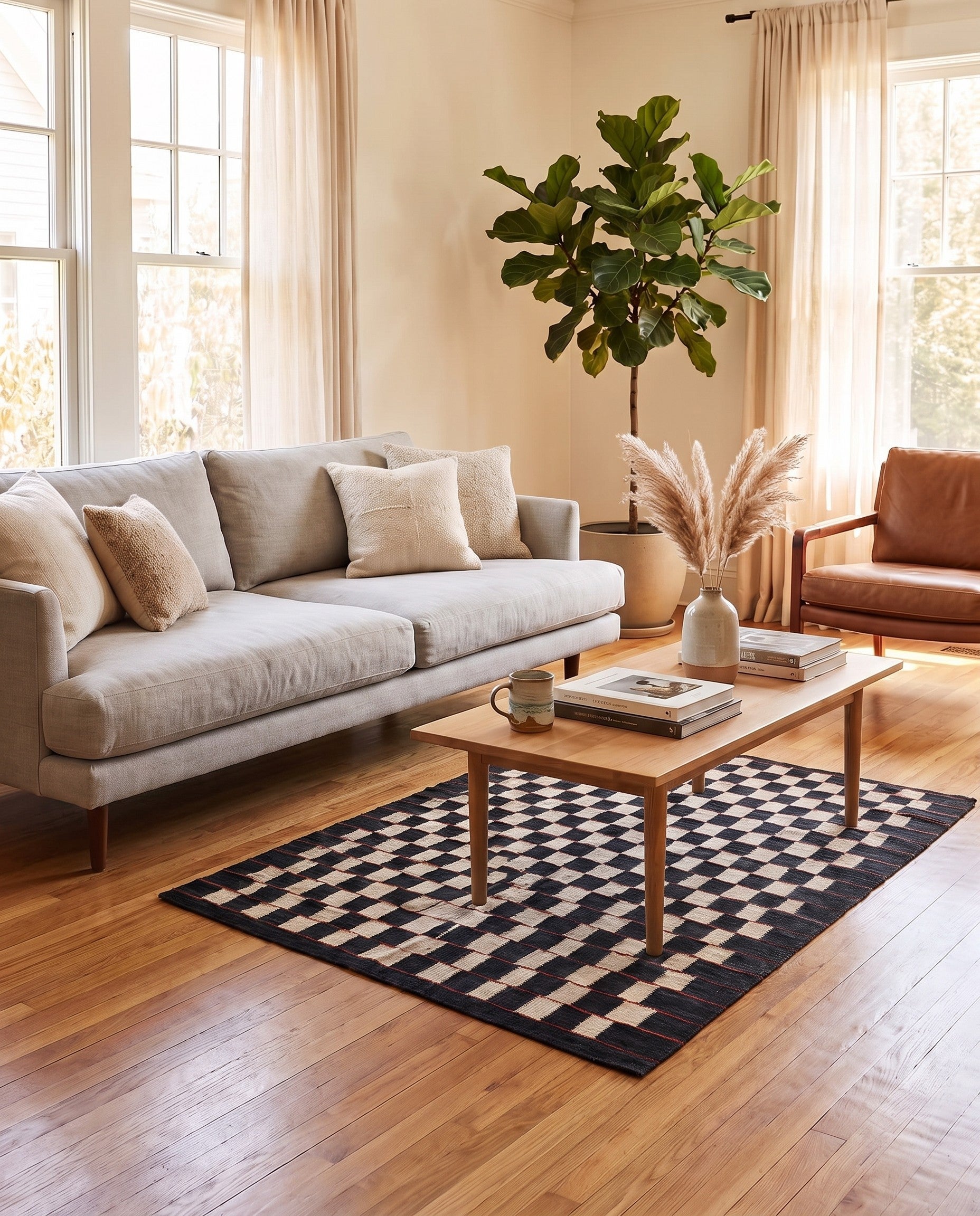 4' 6 x 5' 10 Hand Woven Kilim Modern Wool Rug
