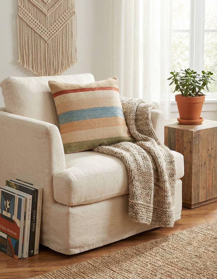 Detail image of  2' 4 x 2' 5  Hand Woven Pillow Wool Square Rug