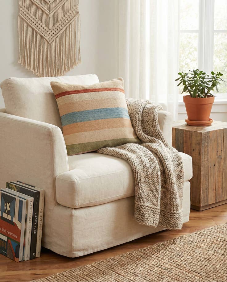 Detail image of 2' 4 x 2' 5 Hand Woven Pillow Wool Square Rug