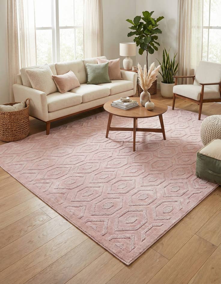 Detail image of 7' 10 x 10'  Washable Trellis Textured Indoor / Outdoor Rug