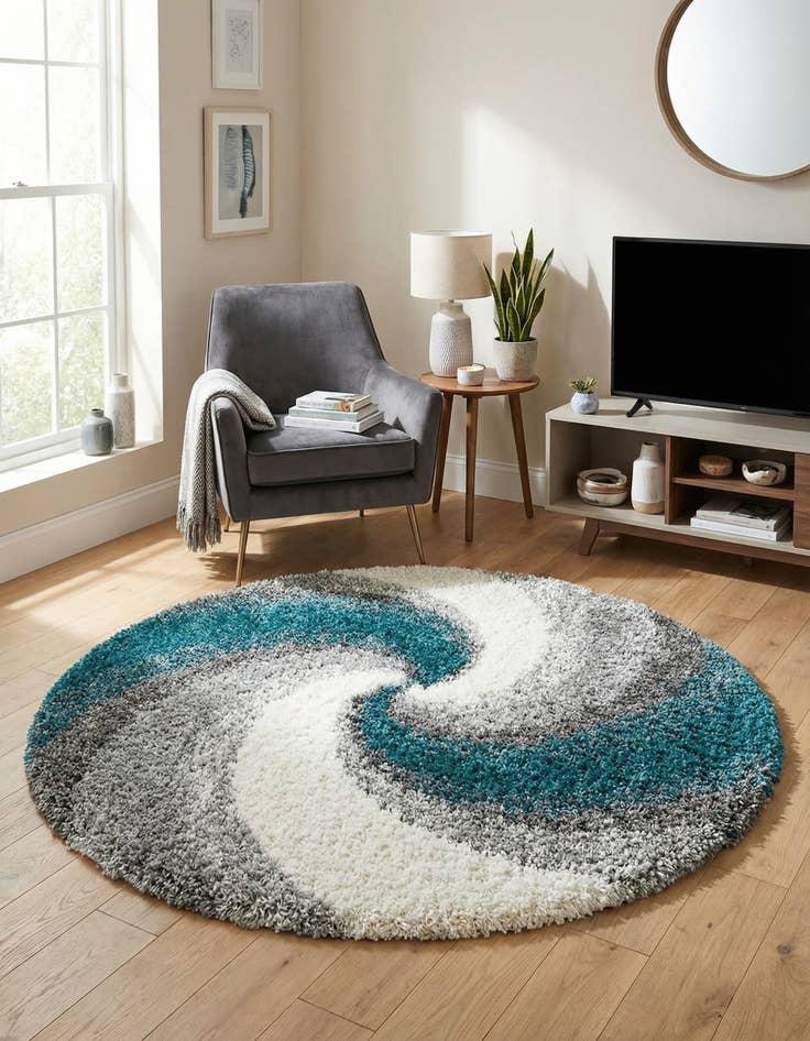 Detail image of  6' x 6' Soft Touch Shag Round Rug