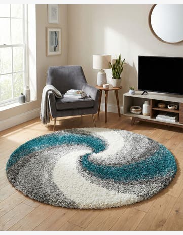 Turquoise Soft Touch Shag Round Rug