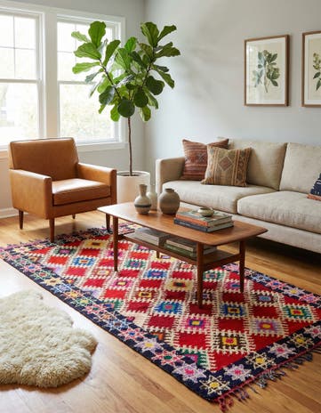 4' 8 x 9' 6 Hand Knotted Moroccan Wool Runner Rug