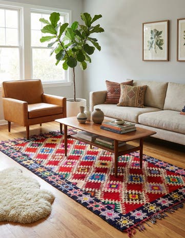 4' 8 x 9' 6 Hand Knotted Moroccan Wool Runner Rug