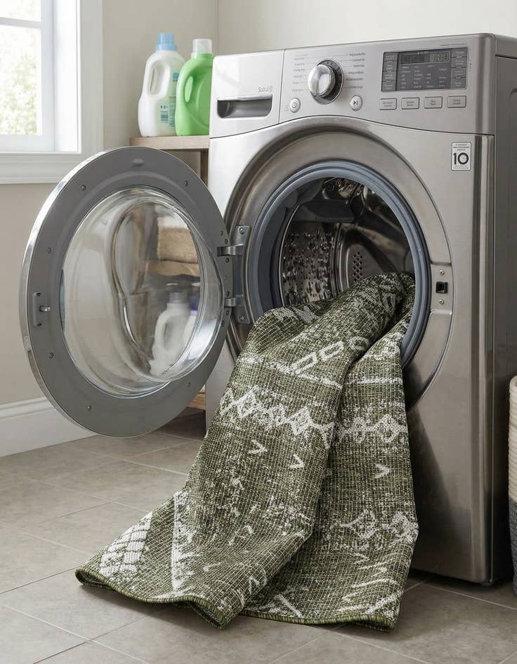 Detail image of 3' x 3'  Washable Bohemian Indoor / Outdoor Round Rug