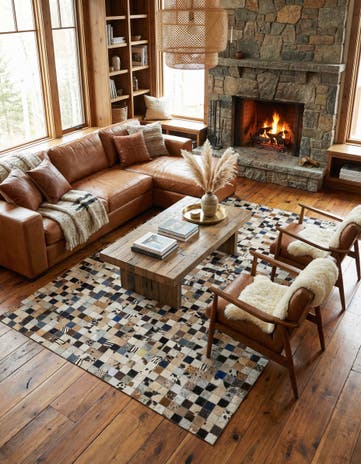 5' x 8' Cowhide Leather Rug