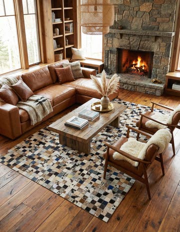 5' x 8' Cowhide Leather Rug