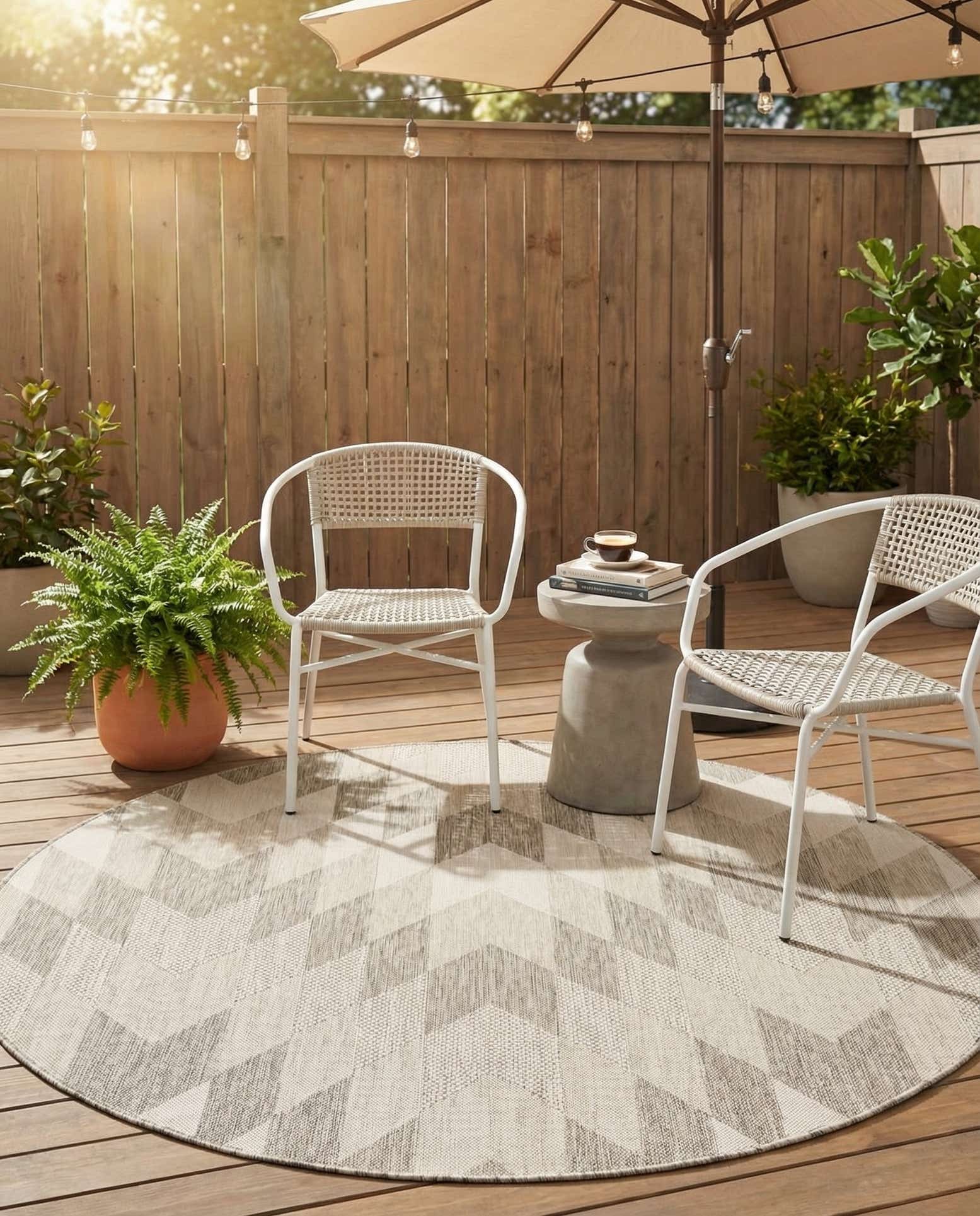 6' x 6' Easy-Clean Modern Indoor / Outdoor Round Rug