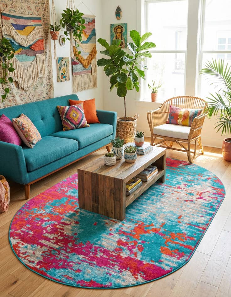 Detail image of 5' 3 x 8' Azalea Oval Rug