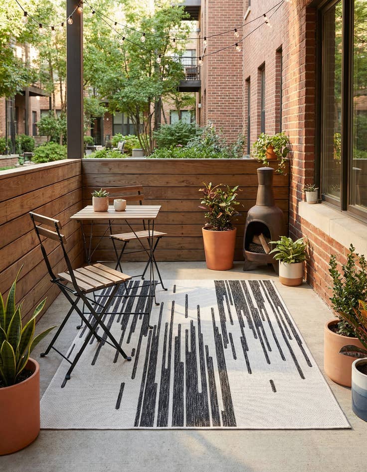 Detail image of 4' x 6'  Washable Modern Indoor / Outdoor Rug