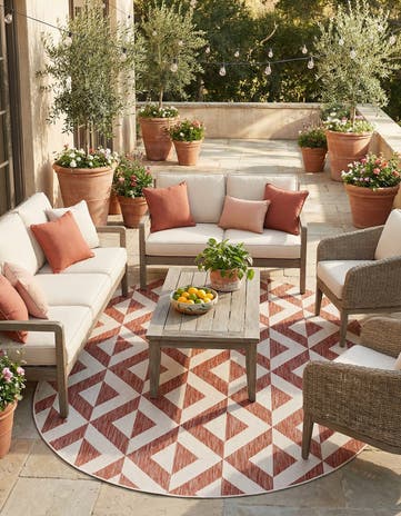 Rust Red Easy-Clean Jill Zarin Napa Indoor / Outdoor Oval Rug