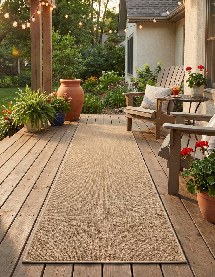 Detail image of 2' 7 x 12' Easy-Clean Solid Indoor / Outdoor Runner Rug