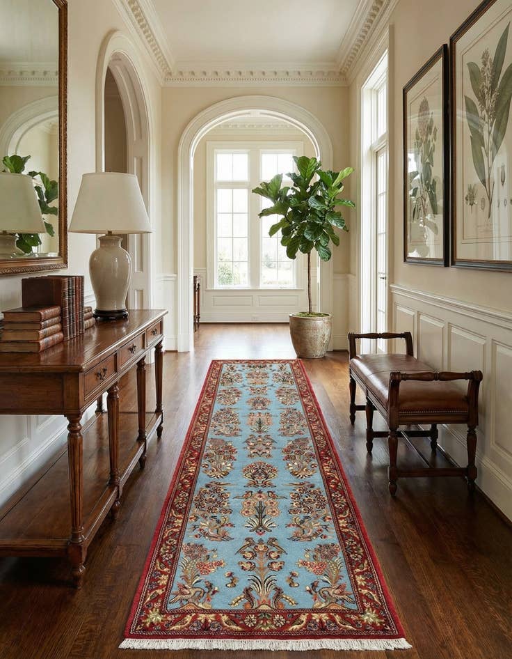 Detail image of 2' 7 x 13' 6  Hand Knotted Qom Persian Runner Rug