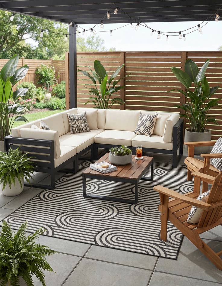 Detail image of 9' x 12'  Washable Modern Indoor / Outdoor Rug