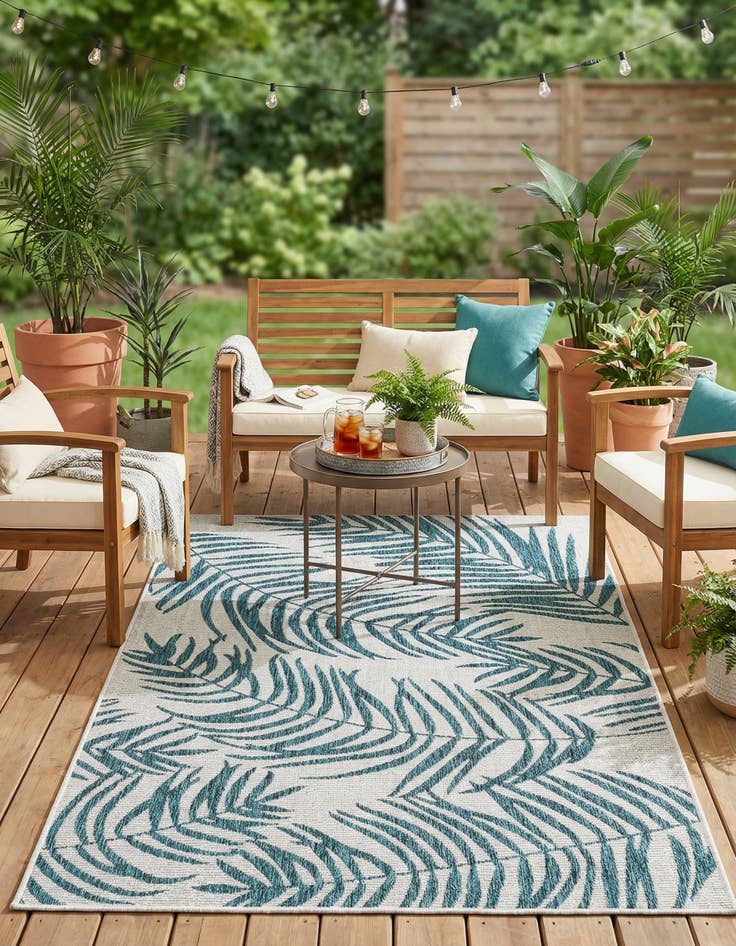 Detail image of 4' x 6'  Washable Botanical Indoor / Outdoor Rug