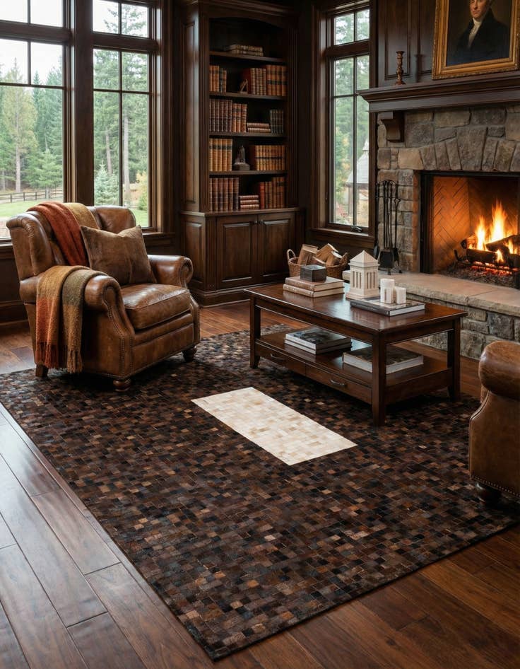 Detail image of 8' 1 x 9' 11 Cowhide Stocks Rug