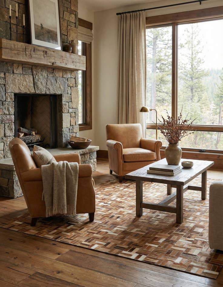 Detail image of 5' x 7' 10 Cowhide Leather Rug