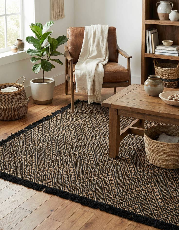 Detail image of 6' 1 x 6' 1  Hand Braided Jute Square Rug