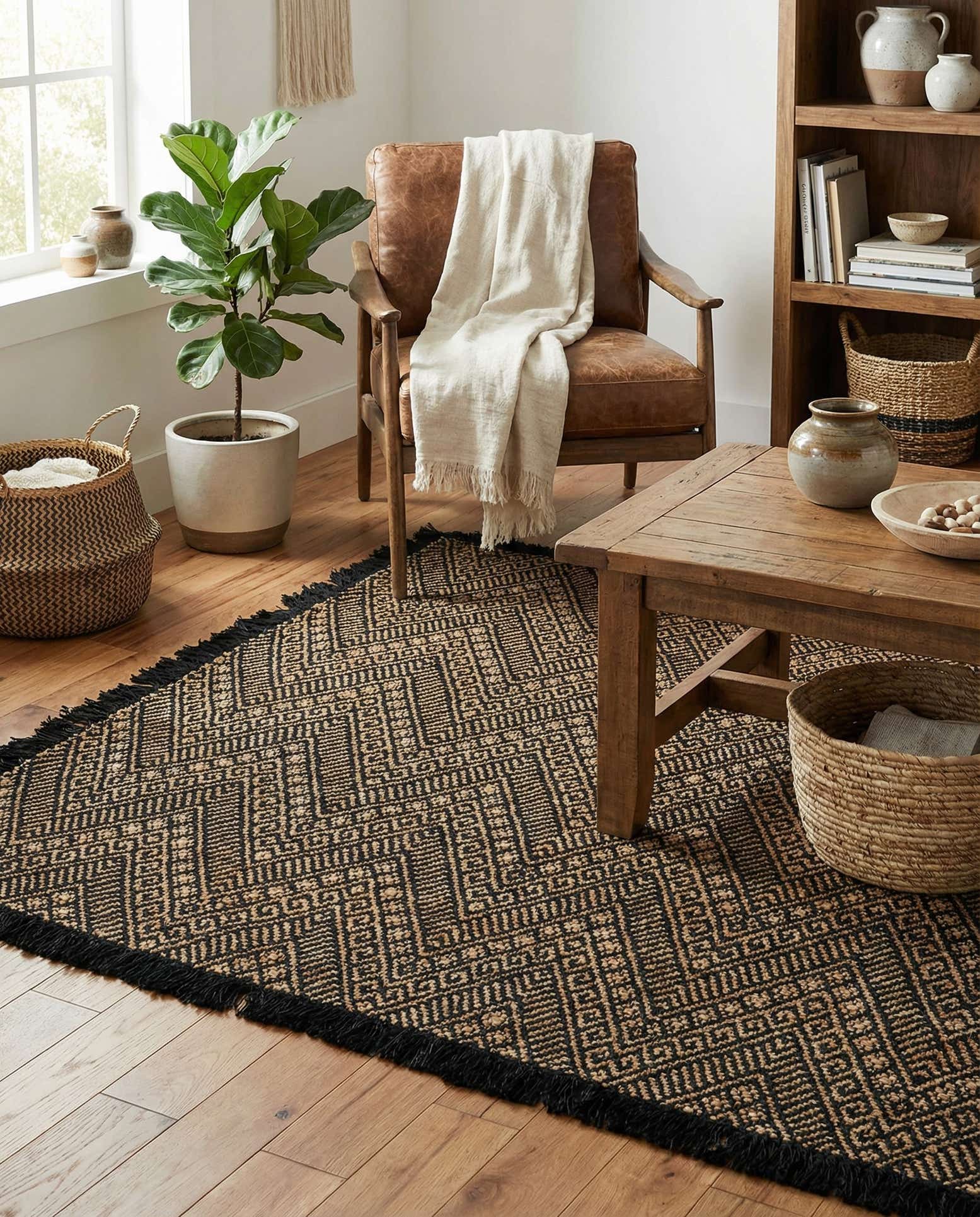 6' 1 x 6' 1 Handmade Braided Jute Square Rug