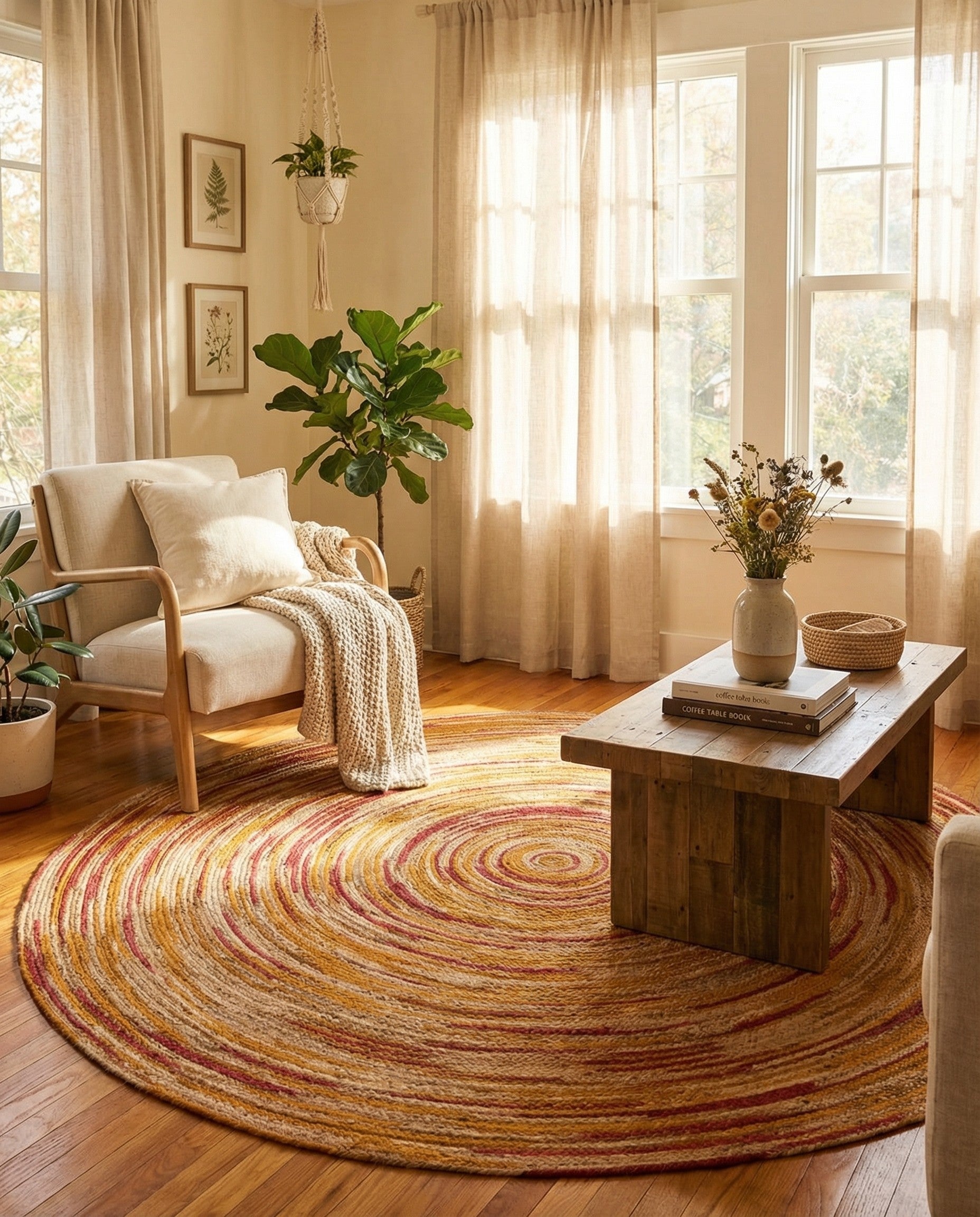  7' 10 x 7' 10  Hand Braided Jute Round Rug