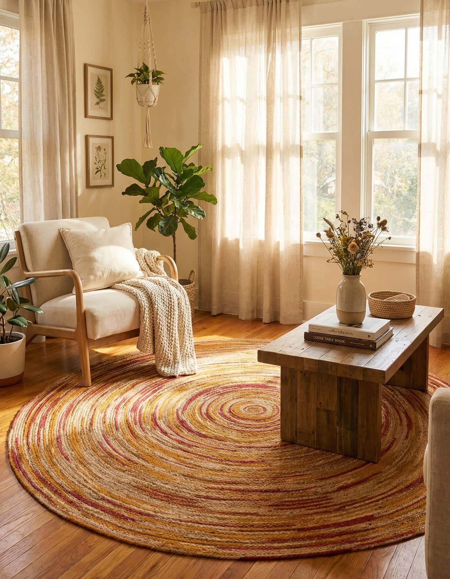 7' 10 x 7' 10 Handmade Braided Jute Round Rug