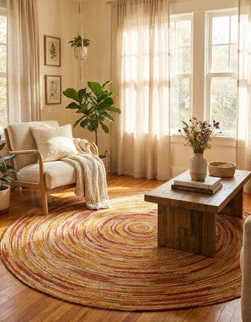 7' 10 x 7' 10 Handmade Braided Jute Round Rug