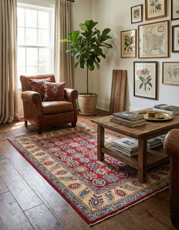 4' x 6' 4 Hand Knotted Kazak Rug