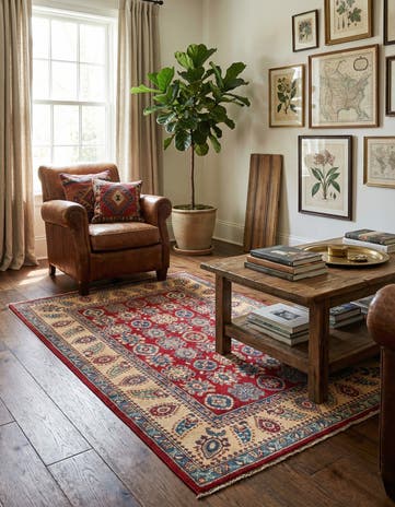 4' x 6' 4 Hand Knotted Kazak Rug