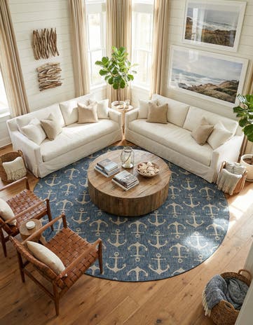 13' x 13' Easy-Clean Coastal Indoor / Outdoor Round Rug