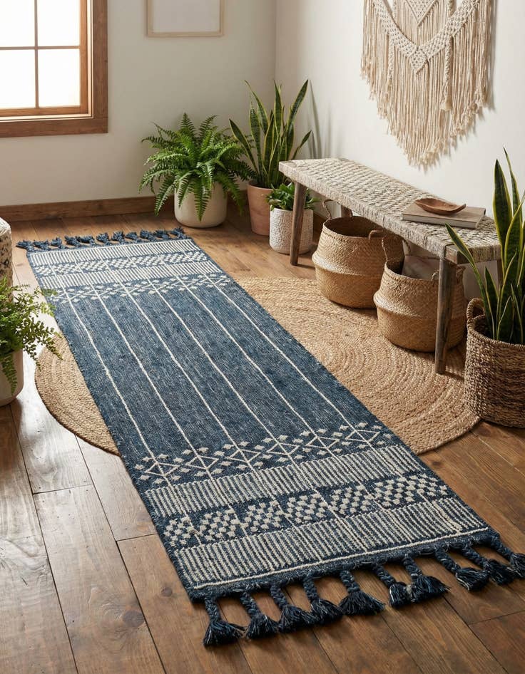 Detail image of 2' 2 x 8' 2 Easy-Clean Eco Bohemian Indoor / Outdoor Runner Rug