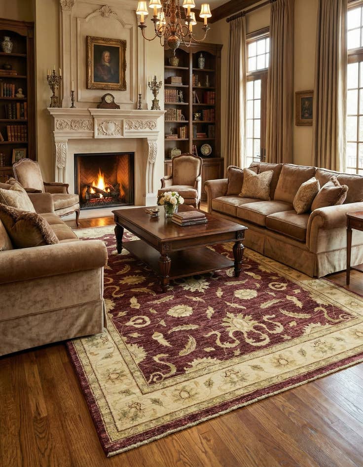 Detail image of  6' 6 x 9' 9  Hand Knotted Peshawar Ziegler Rug