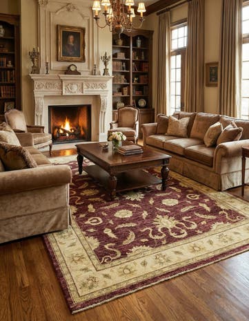 6' 6 x 9' 9 Hand Knotted Peshawar Ziegler Rug