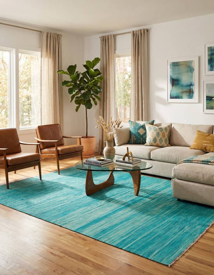 Detail image of 5' 4 x 8'  Hand Woven Kilim Modern Wool Rug