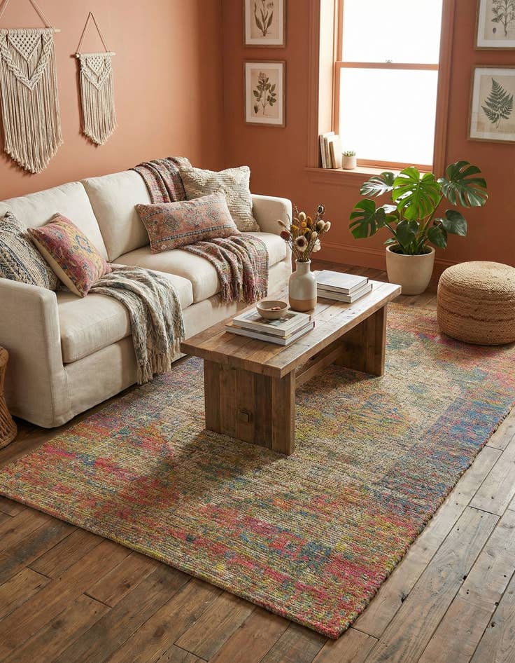 Detail image of  5' 3 x 8'  Hand Woven Chenille Jute Rug