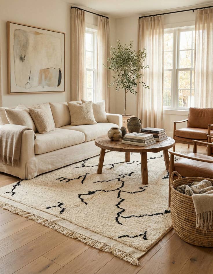 Detail image of 5' x 7'  Hand Knotted Moroccan Wool Rug