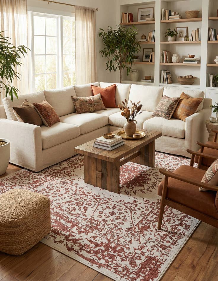 Detail image of 9' x 12'  Washable Traditional Indoor / Outdoor Rug