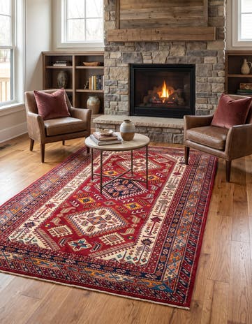 4' 4 x 6' 6 Hand Knotted Shirvan Rug