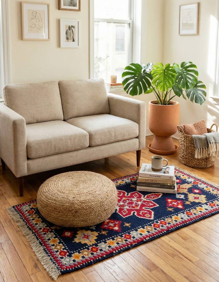 Detail image of 2' 2 x 4' 3  Hand Knotted Moroccan Wool Runner Rug